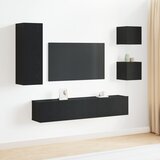 vidaXL 5-delni set TV omaric iz črnega hrasta inženirski les, TV omarice na steni 2 kosa črni hrast 30.5x30x30 cm, TV omarica na steni v črnem hrastu - 30.5x30x90 cm, narejeno iz inženirskega lesa, TV stenske omarice (set 2) - črni hrast, 80x30x30 cm, narejeno iz inženirskega lesa | Shoptok.si