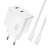 Dudao A28PCEU 45W PD 2X USB-C STENSKI POLNILEC ZA TELEFONE 5V 3A, (5000306003) Cene