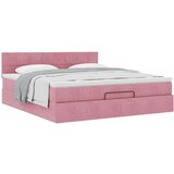vidaXL Otomanski posteljni okvir z vzmetnico roza 180x200cm žamet | Shoptok.si