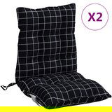  The Living Store Blazina za stol 2 kosa črna karirasta oxford tkanina - Blazina Za Stol Z Nizkim Naslonjalom, (21487341) | Shoptok.si