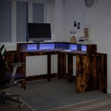  Radni stol s LED svjetlima boja hrasta 152x152x91 cm drveni | shoptok.hr