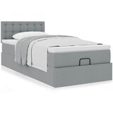 vidaXL Otomanski posteljni okvir z vzmetnico siv 100x200 cm blago | Shoptok.si