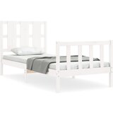 The Living Store Posteljni okvir z vzglavjem bel 90x200 cm trden les - Posteljni Okvir, (21523631) | Shoptok.si