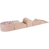 MeowBaby Foam Playground 4-delni komplet za igranje bazena s penasto žogo, 100 žog, žamet, ekru: prozorna/pastelno roza/biserno bela/siva, (21295217) | Shoptok.si