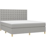  Krevet box spring s madracem LED svjetlosivi 180x200 cm tkanina | shoptok.hr