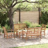  Sjedeća garnitura za vrt 5 pcs Prirodna Čvrsto teak drvo | shoptok.hr