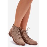 S. BARSKI Low Ankle Boots With Openwork Pattern Beige S.Barski | shoptok.hr