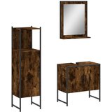  The Living Store Komplet kopalniških omaric 3-delni dimljen hrast inženirski les - Komplet Kopalniškega Pohištva, (21500121) | Shoptok.si