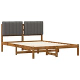  Krevetni okvir s tapiciranim uzglavljem Prirodna i svjetlosiva - Prirodna i svjetlosiva 150 x 200 cm | shoptok.hr