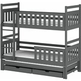 Drveni dečiji krevet na sprat klara s tri kreveta i fiokom - grafit - 160/180*80 cm Cene