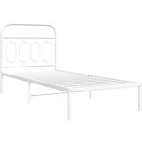 vidaXL Kovinski posteljni okvir z vzglavjem bel 90x200 cm | Shoptok.si