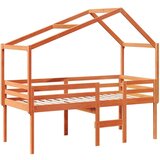  Visoka postelja s streho voščeno rjava 90x200 cm trdna borovina | Shoptok.si