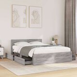 vidaXL Posteljni okvir z vzglavjem siva sonoma 140x200 cm inž. les | Shoptok.si