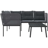  Set vrtnih sofa s jastucima crni od čelika i tekstilena | shoptok.hr