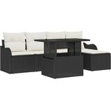  Set za vanjsko sjedenje s jastukom 6 pcs Crna Poli ratan | shoptok.hr