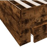  Posteljni okvir s predali dimljen hrast 200x200 cm inž. les | Shoptok.si