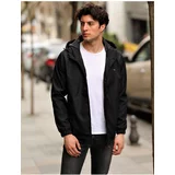 River Club Men's Black With Lined Waterproof Hooded Sports Raincoat.