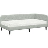 vidaXL Kotna postelja z vzmetnico Svetlo siva 90 x 190 cm Žamet | Shoptok.si