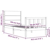  Kreveta s uzglavljem 3FT za jednu osobu od masivnog drva | shoptok.hr