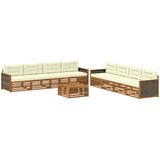 vidaXL Zunanja garnitura za sedenje z blazino 9 pcs Naravna in smetana, (5000280253) | Shoptok.si
