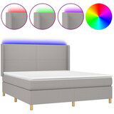 The Living Store Box spring postelja z vzmetnico LED sv. siva 180x200 cm blago - Box Spring Postelja, (21503447) | Shoptok.si