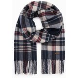 Ombre Men's Scottish check fringed scarf - navy blue and cream | Shoptok.si