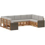  Sekcijska garnitura 9 pcs Prirodna i svjetlosiva Poliester | shoptok.hr