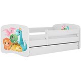 HAPPYKIDS Otroška postelja Dreamy 180x80 dinozavri brez ležišča s predalom Bela | Shoptok.si
