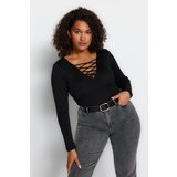 Trendyol Curve Plus Size Sweater - Black - Fitted Cijene