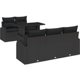 vidaXL 6-dijelni set vrtne sofe s jastučićima Crni Poli Ratan, 2-sjedna vrtna sofa s prostorom za pohranu i jastučićima Crni Poli Ratan Cijene