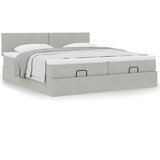 vidaXL Otomanski posteljni okvir z vzmetnicami siv 160x200 cm žamet | Shoptok.si