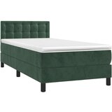 Box spring postelja z vzmetnico temno zelena 90x200 cm žamet, (20930170) | Shoptok.si