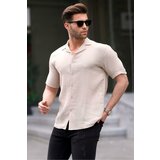 Madmext Beige Men's Short Sleeve Shirt 6706 Cene