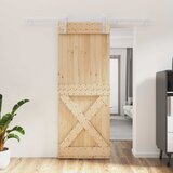  Klizna vrata Prirodna i bijela 80 x 210 cm Čvrsta borovina | shoptok.hr