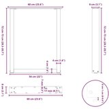 vidaXL Noge stolića za kavu U-oblika 2 kom antracit 60x(72-73)cm čelik | shoptok.hr
