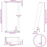  Noge za konzolni stol u obliku slova U, 2 kom, antracit, 28 x (72-73) cm, čelik | shoptok.hr