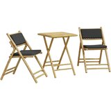  3-dijelni sklopivi bistro set s tamnosivim jastucima bambus | Eponuda.com