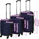  Trodijelni set čvrstih kovčega s kotačima plavi 45,5/55/66 cm | Eponuda.com