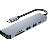 adapter tip c 6/1 4K HDMI/USBx2/SD/TF/USB-C/PD 87W KT-601G