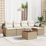  6-dijelni vrtni sofi set s jastucima bež poli ratan akacija | shoptok.hr