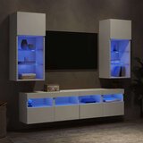  5-dijelni zidni TV elementi s LED bijeli od konstruiranog drva | shoptok.hr