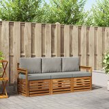  Setovi sofa 3 pcs Prirodna i svijetlo siva Čvrsto drvo akacije | shoptok.hr
