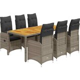  7-dijelni vrtni bistro set od poliratana s jastucima sivi | shoptok.hr