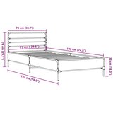 vidaXL Posteljni okvir sonoma hrast 75x190 cm inženirski les in kovina | Shoptok.si