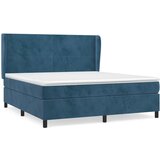 The Living Store Box spring postelja z vzmetnico temno modra 160x200 cm žamet - Box Spring Postelja, (21492264) | Shoptok.si