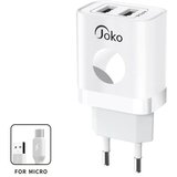 Kućni punjač konfulon JK72, 2xUSB, 2.4A,12W, sa micro usb kablom beli