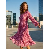Sinsay Midi haljina s volanima i vezanjem na dekolteu | shoptok.hr