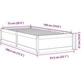  Okvir kreveta bez madraca 75 x 190 cm od masivne borovine | shoptok.hr