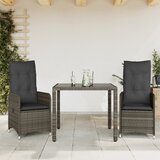 vidaXL Vrtna bistro garnitura 3-delna z blazinami siv poli ratan Cene