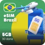 Brazil eSIM kartica - 5GB prepaid mobilnih podataka za 30 dana